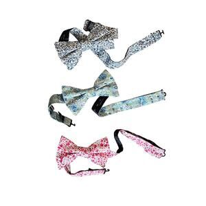 Express Liberty Fabrics Floral Adjustable Bow Tie Set Blue/Pink/Green